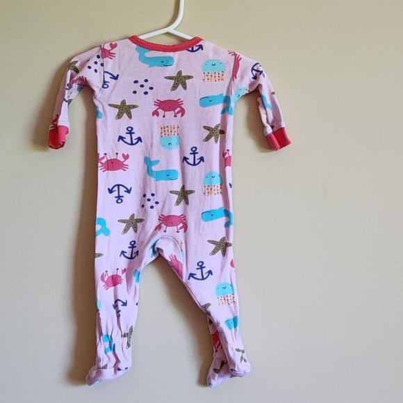 Gerber Girls Beach Theme Snug Fit Cotton Footed Sleeper Pajamas Size 3 Months - Picture 3 of 5
